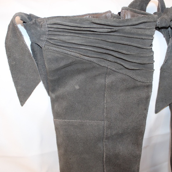 Joie Gray Suede Knee High Boots Women’s Size 6.5 Heeled Over the Knee - Picture 4 of 11